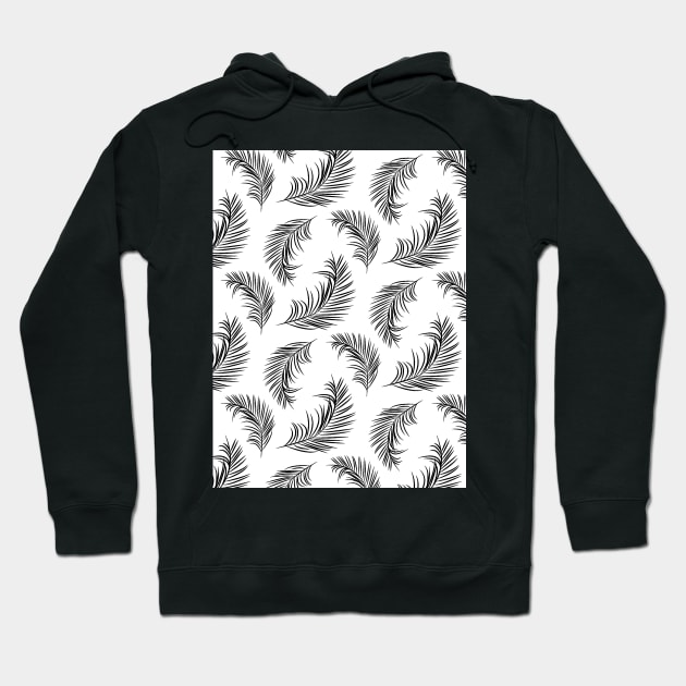 Black and white palm leaves pattern Hoodie by Spinkly